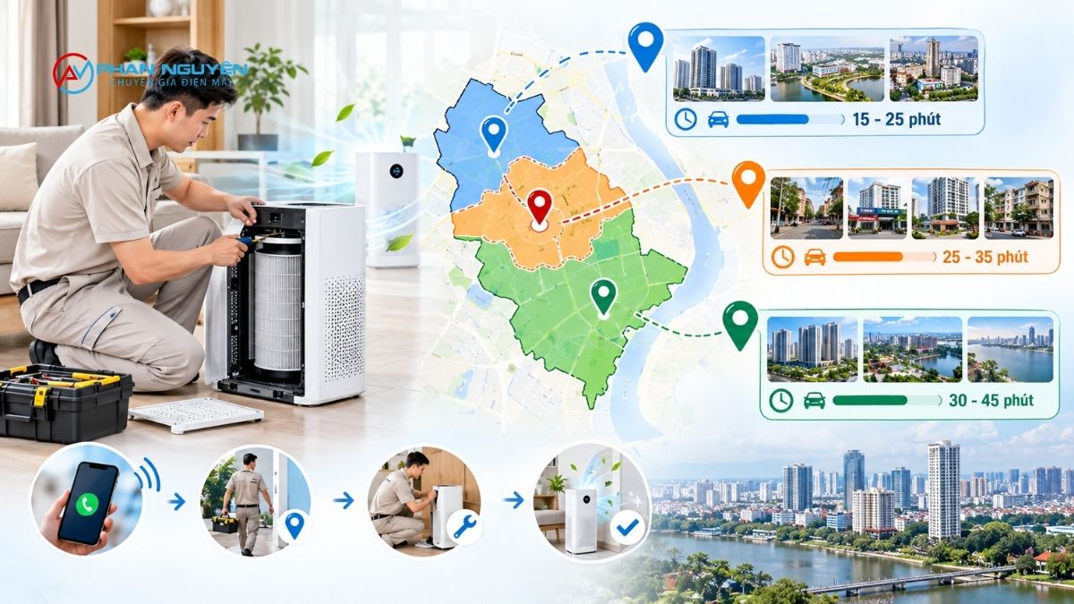 Khu Vực Phục Vụ Sửa Máy Lọc Không Khí Tại Hoàng Mai Theo Từng Cụm