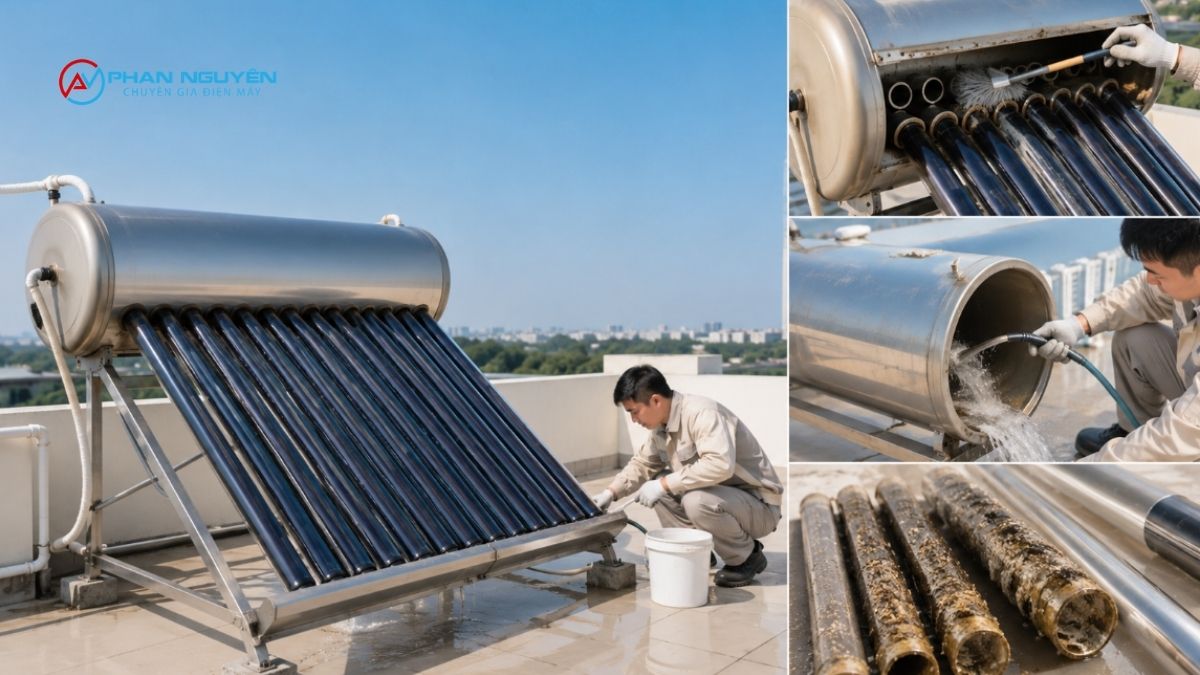 Vì sao cần vệ sinh máy nước nóng năng lượng mặt trời định kỳ