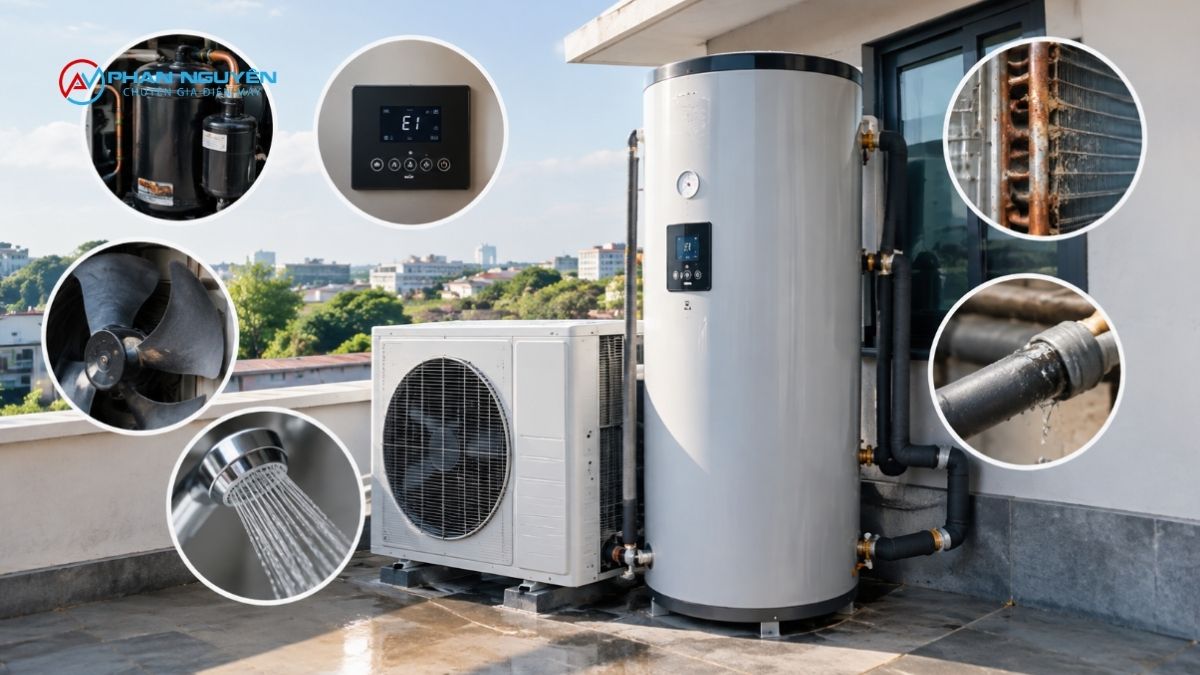 Các lỗi thường gặp ở máy nước nóng Heat Pump