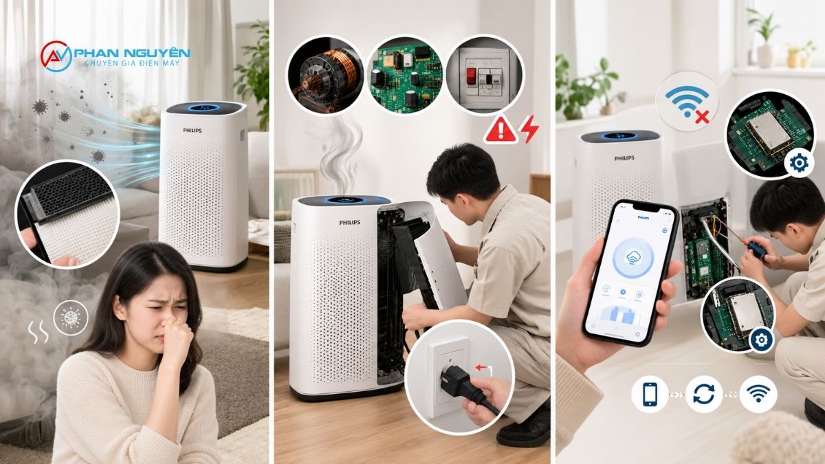 Bảng đầy đủ mã lỗi & ký hiệu đèn báo trên máy lọc không khí Philips
