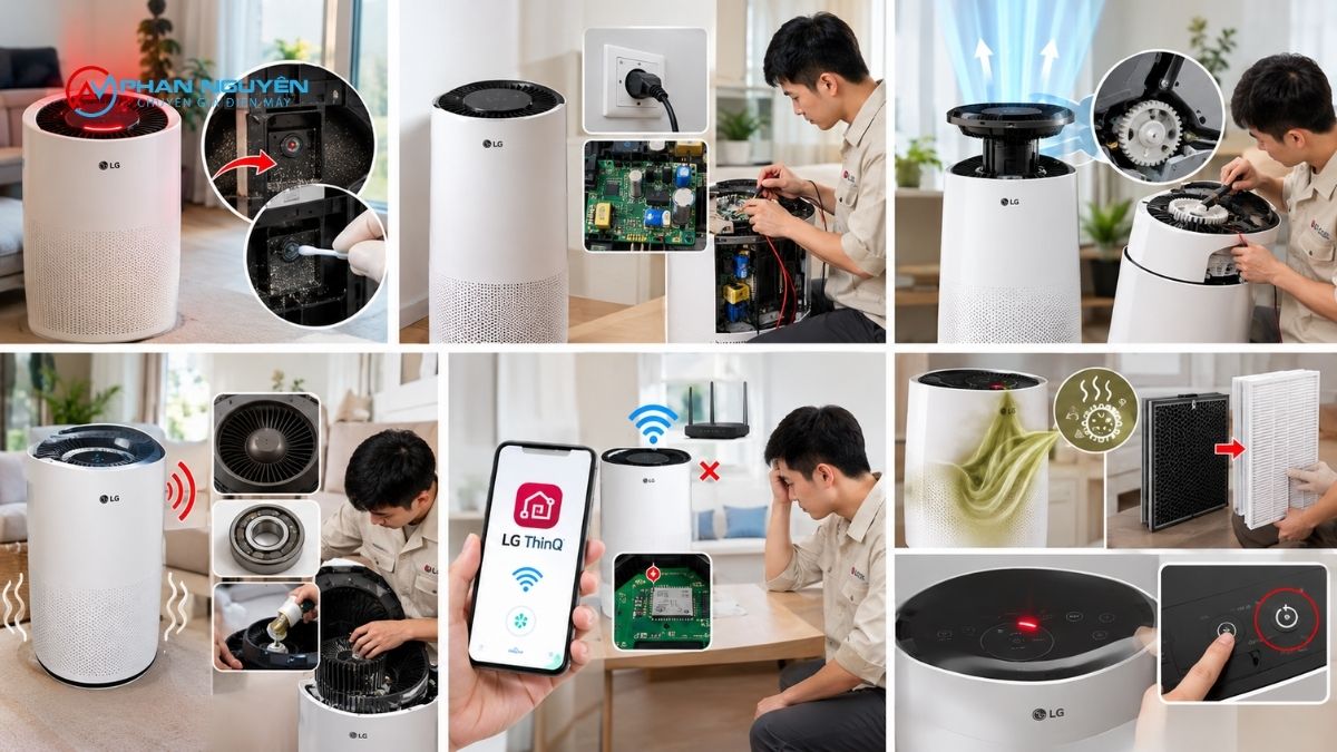 Các lỗi đèn báo và vận hành thường gặp trên máy lọc không khí LG và cách xử lý