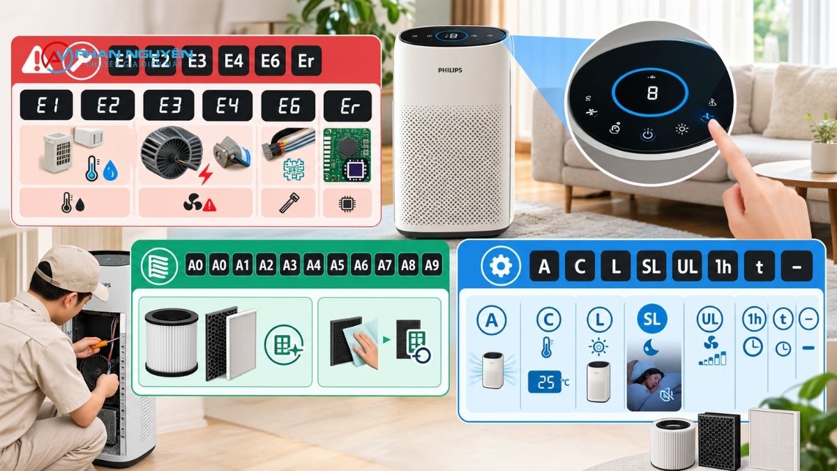 Các lỗi vận hành thường gặp khác trên máy lọc không khí Philips