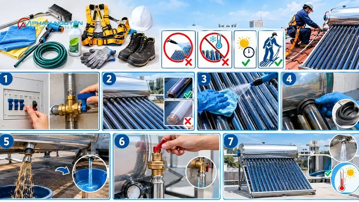 Chuẩn Bị Trước Khi Bảo Dưỡng Máy Nước Nóng Năng Lượng Mặt Trời Tại Nhà