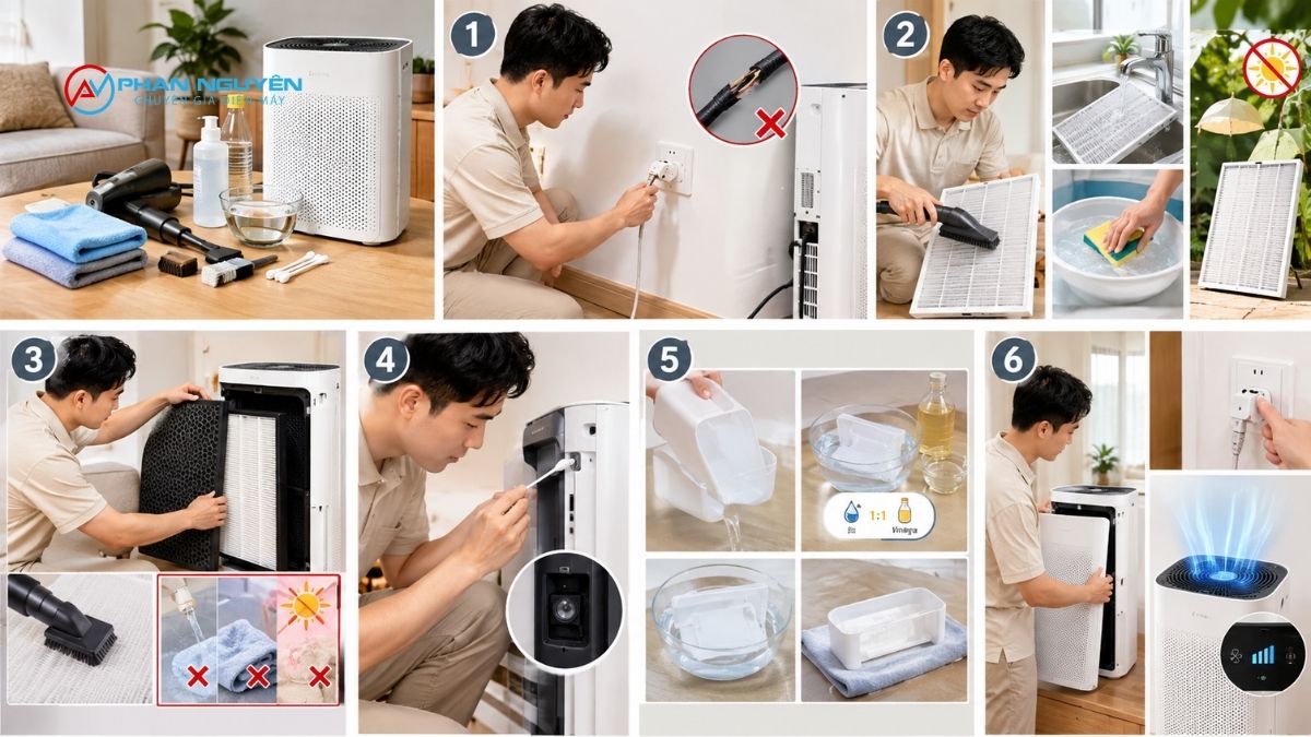 Hướng dẫn tự bảo dưỡng máy lọc không khí tại nhà — từng bước chi tiết