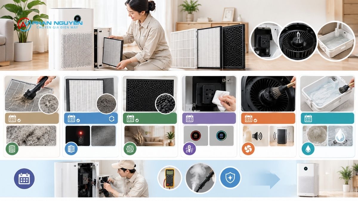 Lịch bảo dưỡng máy lọc không khí theo từng bộ phận