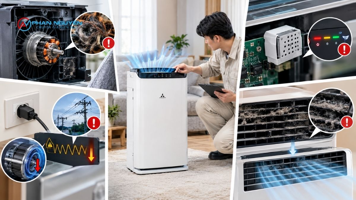 Máy lọc không khí chạy yếu — gió ra nhẹ hơn bình thường: nguyên nhân sâu hơn