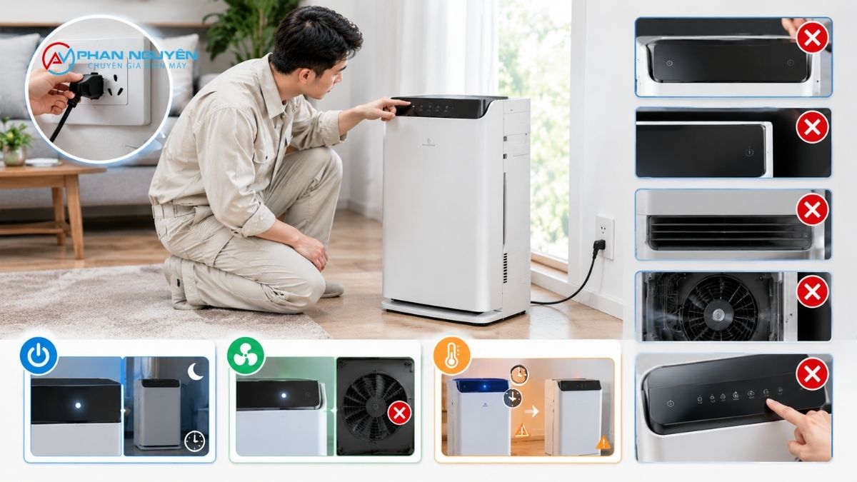Máy Lọc Không Khí Không Vào Điện Là Thế Nào? Phân Biệt Với Các Lỗi Dễ Nhầm Lẫn
