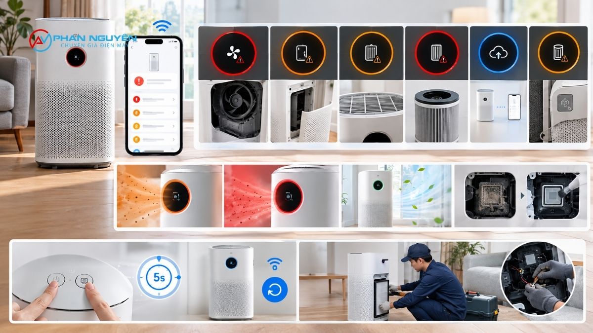 Nhận diện lỗi máy lọc không khí Xiaomi qua đèn báo & thông báo trên app Mi Home