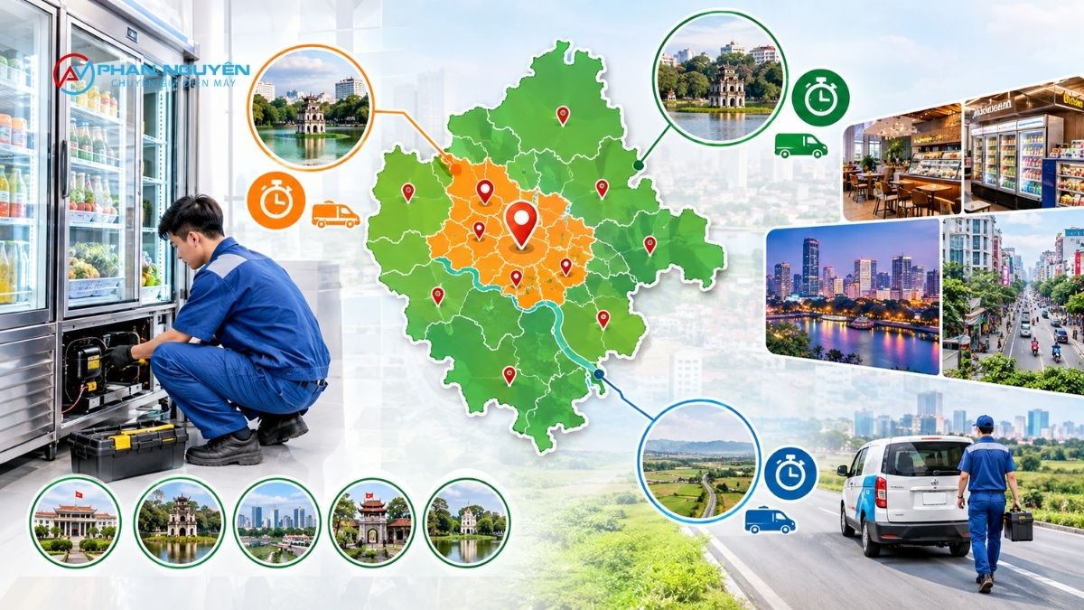 Phạm vi phục vụ sửa tủ mát theo từng khu vực tại Hà Nội