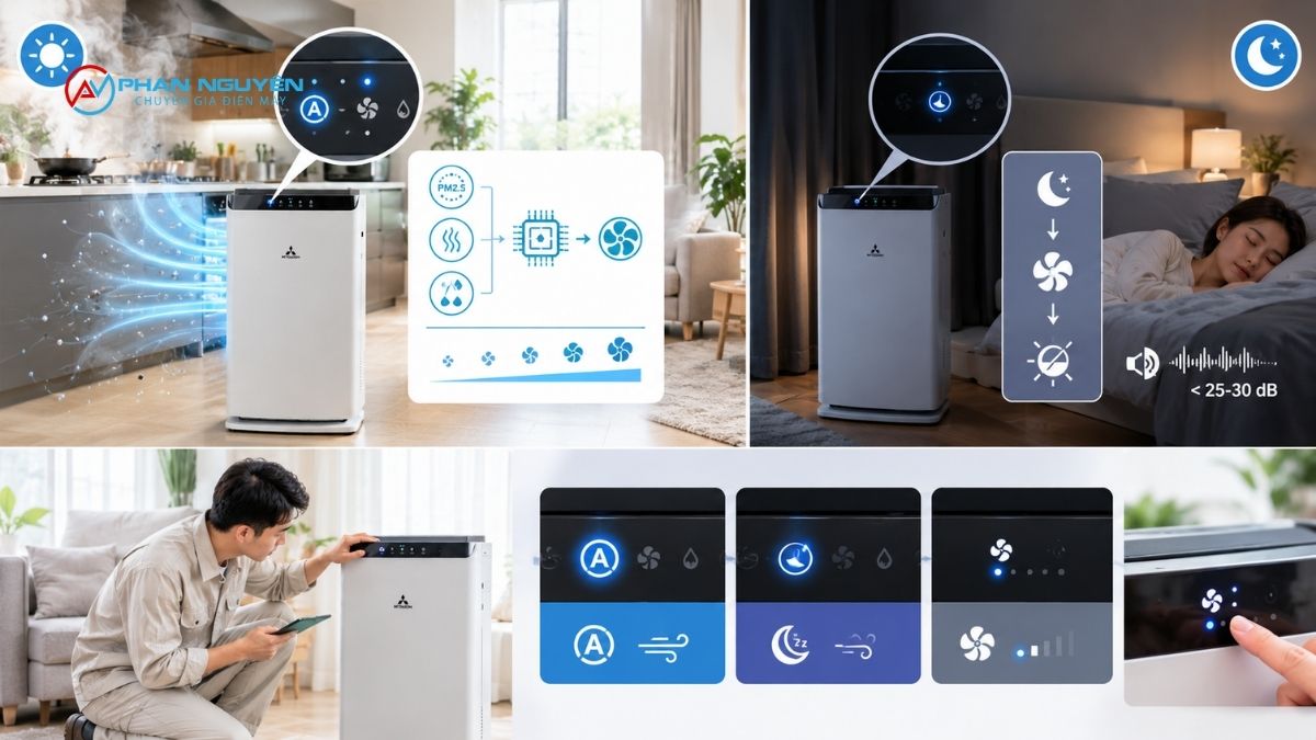 Phân biệt lỗi chế độ Auto và lỗi chế độ ngủ trên máy lọc không khí