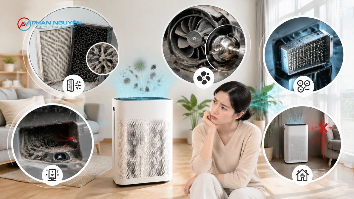 Vì sao máy lọc không khí không lọc được bụi, mùi dù máy vẫn chạy?