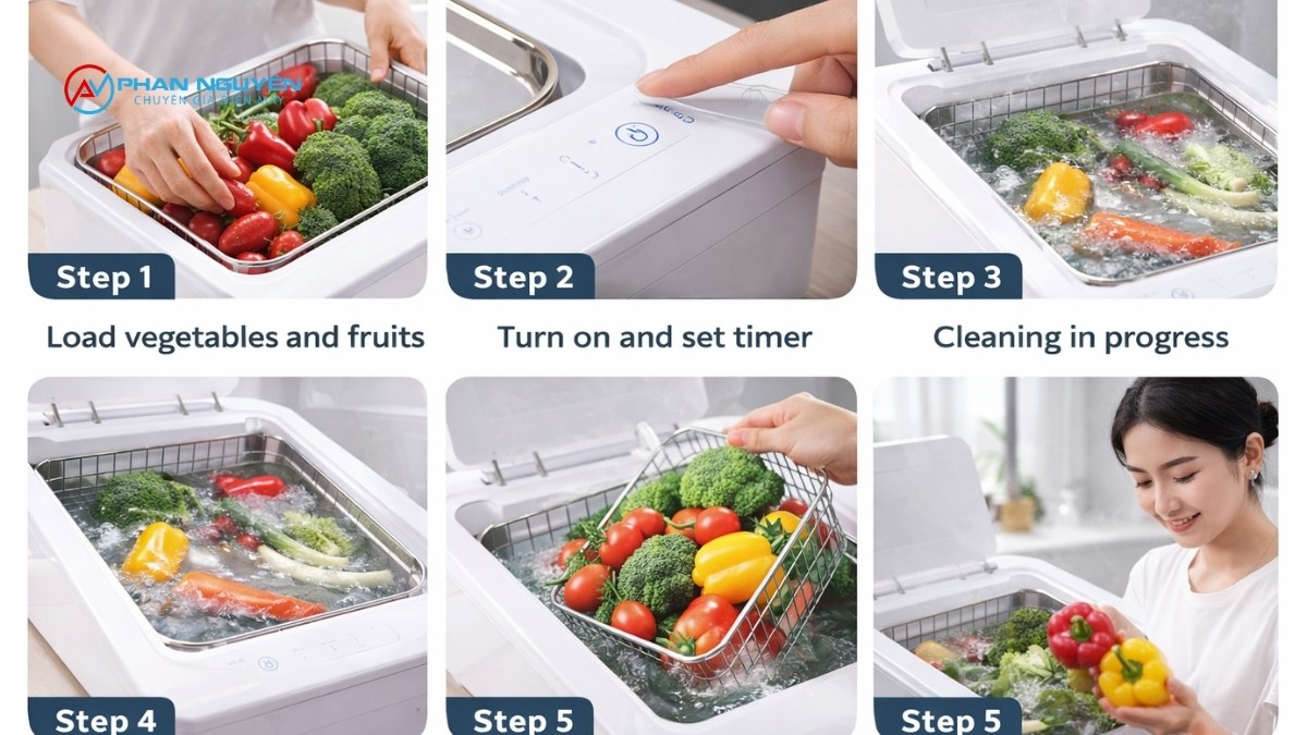 5 Bước Sử Dụng Máy Rửa Rau Củ Quả Đúng Cách