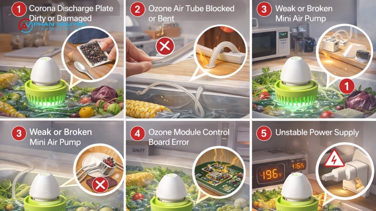 5 Nguyên Nhân Khiến Máy Rửa Rau Không Tạo Ozone Và Cách Nhận Biết