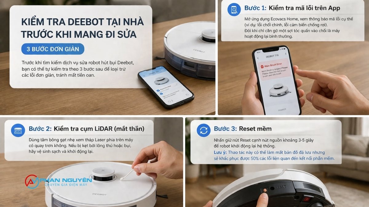 Kiểm Tra Deebot Tại Nhà Trước Khi Mang Đi Sửa – 3 Bước Đơn Giản