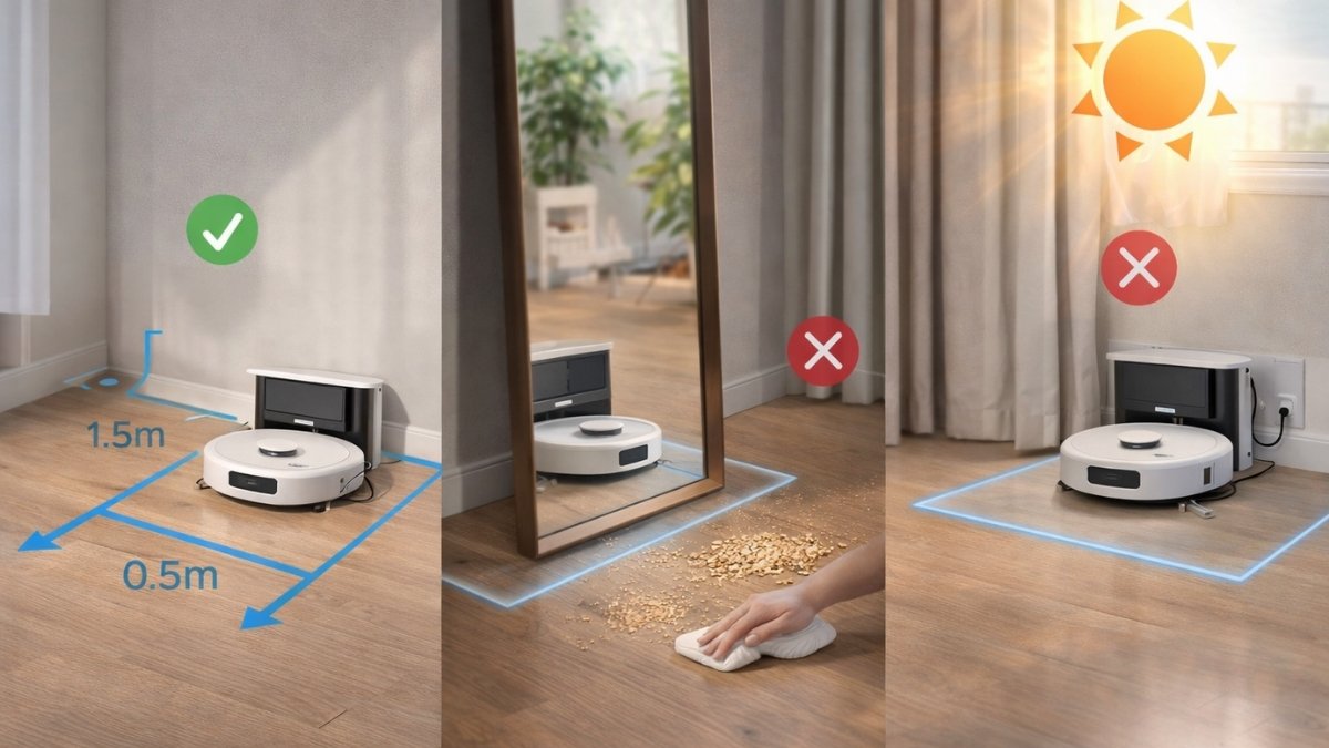 Lưu ý về vị trí đặt dock sạc để robot hoạt động ổn định