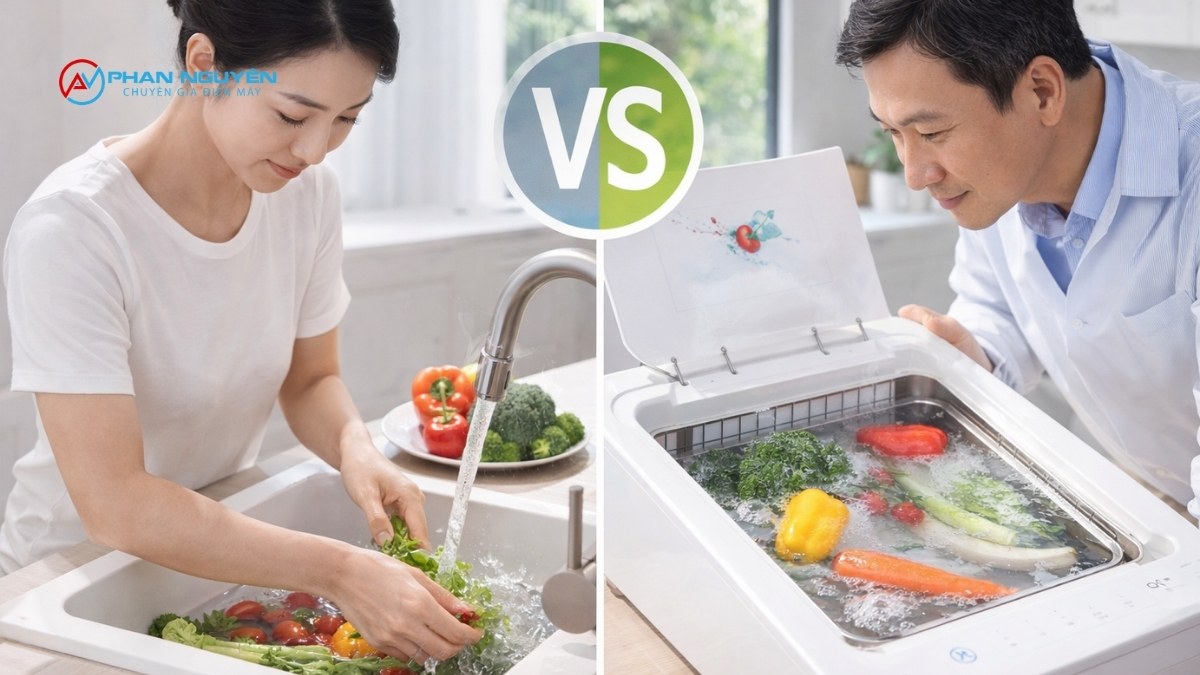 Máy Ngâm Rửa Rau Củ Thực Sự Sạch Hơn Rửa Tay Không?