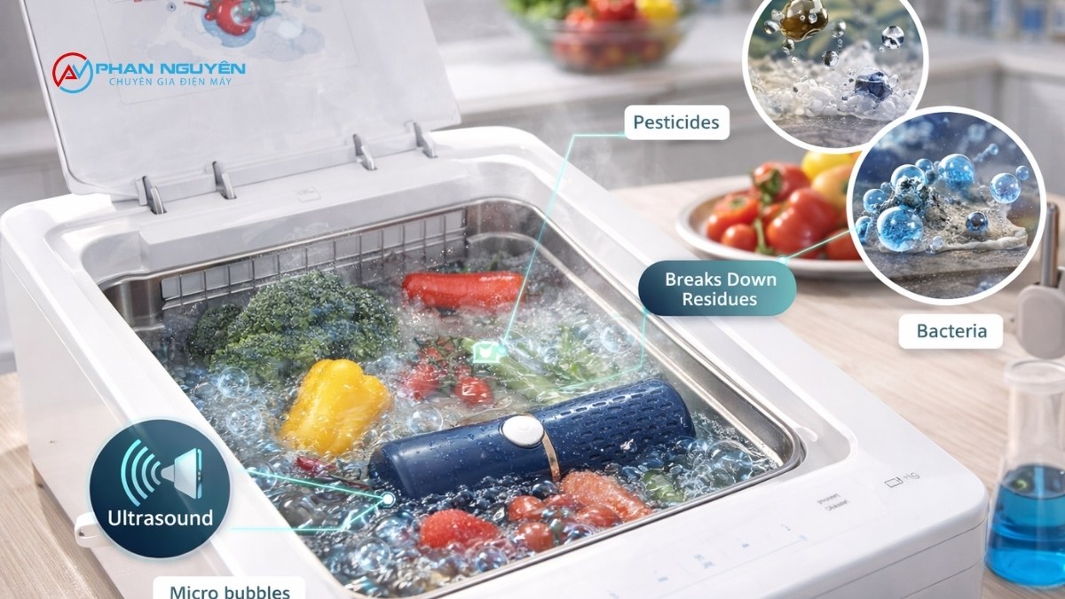 Máy Rửa Rau Củ Quả Hoạt Động Như Thế Nào?