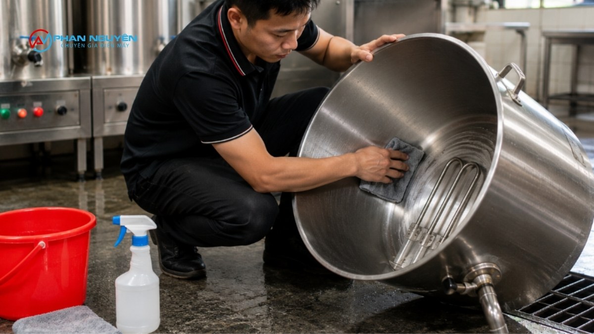 Quy trình lau khô và xử lý nồi trước khi cất giữ