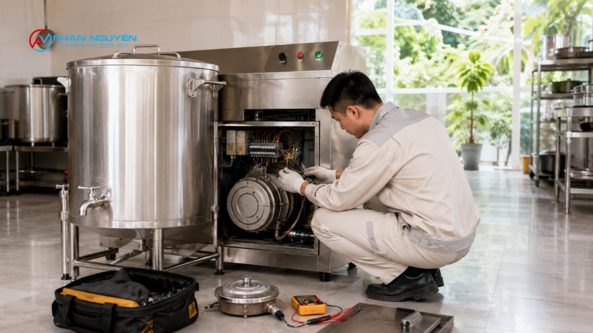 Sửa nồi phở Hải Minh: Xử lý chuyên sâu hệ thống mâm nhiệt và thanh nhiệt