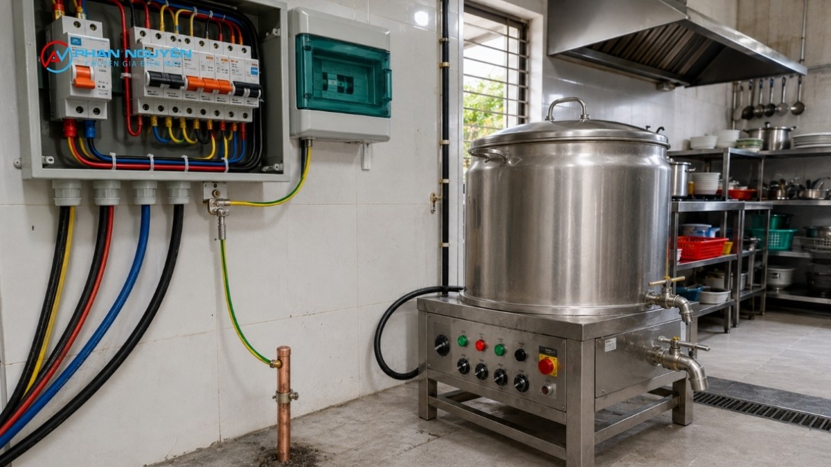 Tiêu chuẩn đấu điện an toàn cho nồi phở điện 220V và 380V