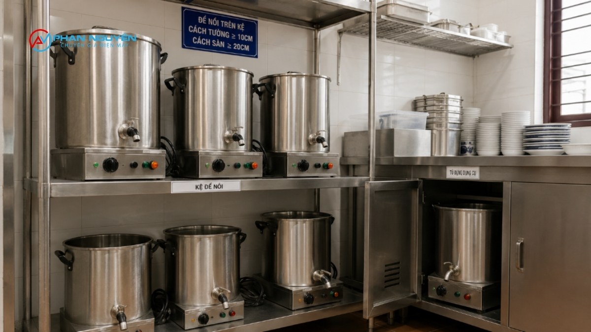 Vị trí lưu trữ nồi phở phù hợp trong quán ăn, nhà bếp