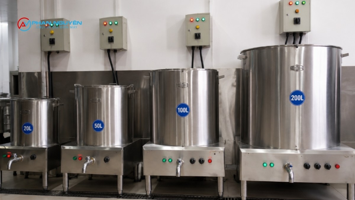 Bảng thông số kỹ thuật nồi nấu phở theo dung tích