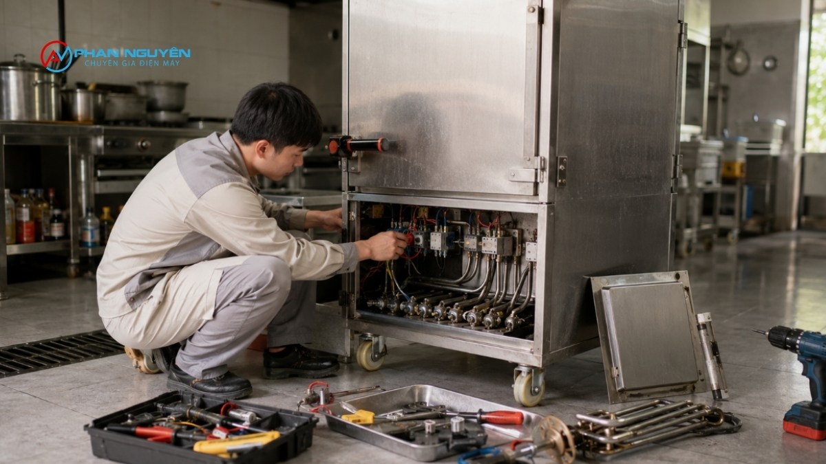 Các lỗi thường gặp ở tủ cơm công nghiệp Quang Huy và cách khắc phục