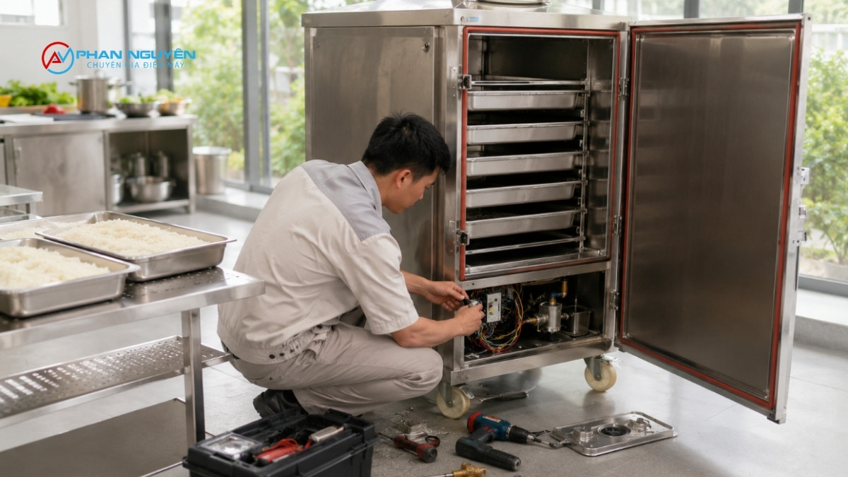 Cơm nhão, dính khay khi hấp: Xử lý triệt để