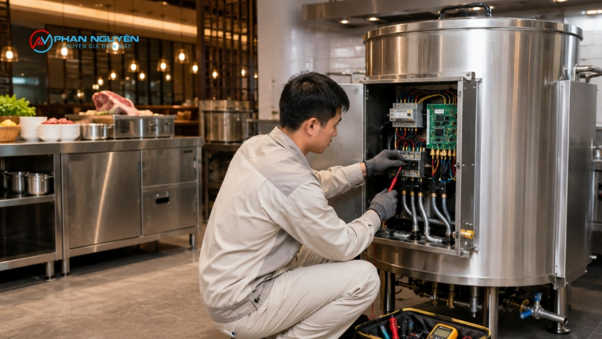 Lỗi thường gặp riêng ở nồi phở 380V, 3 pha
