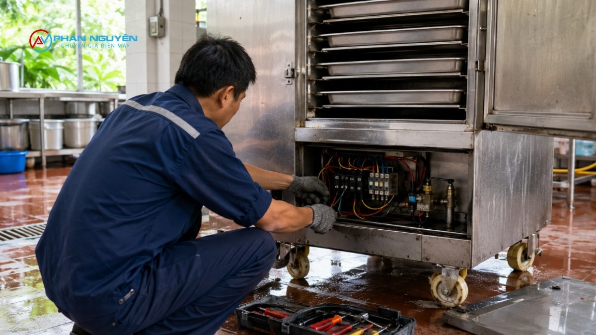 Nguyên nhân & dấu hiệu tủ cơm công nghiệp hỏng hóc phổ biến