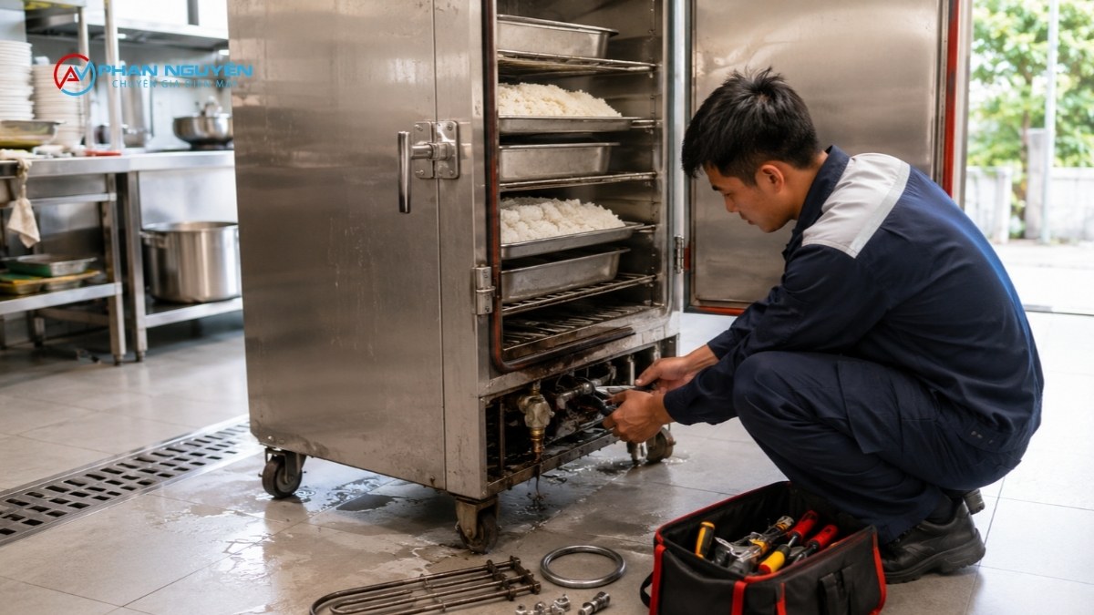 Nguyên nhân rò rỉ & khắc phục lỗi tủ hấp cơm không nóng đều