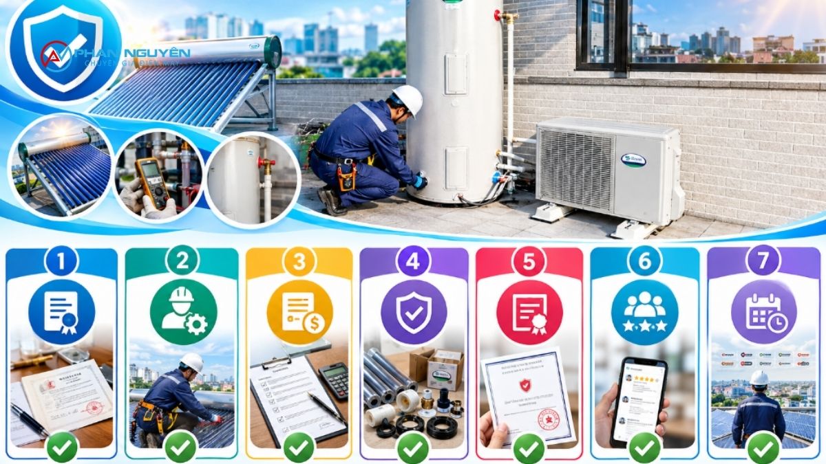 7 Tiêu Chí Đánh Giá Công Ty Sửa Máy Nước Nóng Năng Lượng Mặt Trời Uy Tín