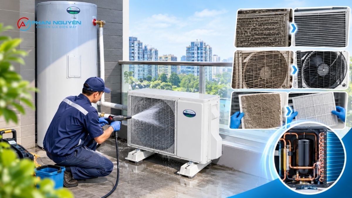 Vì Sao Máy Nước Nóng Heat Pump Cần Vệ Sinh Khác Với Máy Năng Lượng Mặt Trời Thường