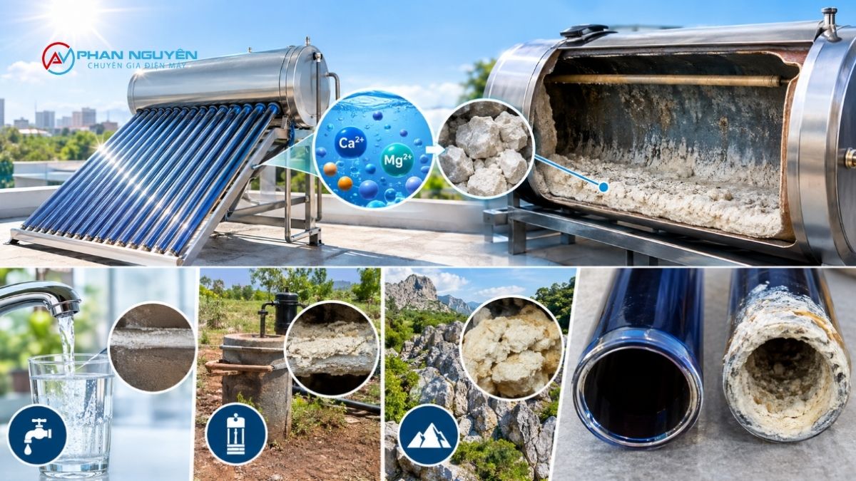 Vì Sao Máy Nước Nóng Năng Lượng Mặt Trời Dễ Bị Đóng Cặn Hơn Bình Nóng Lạnh Thường