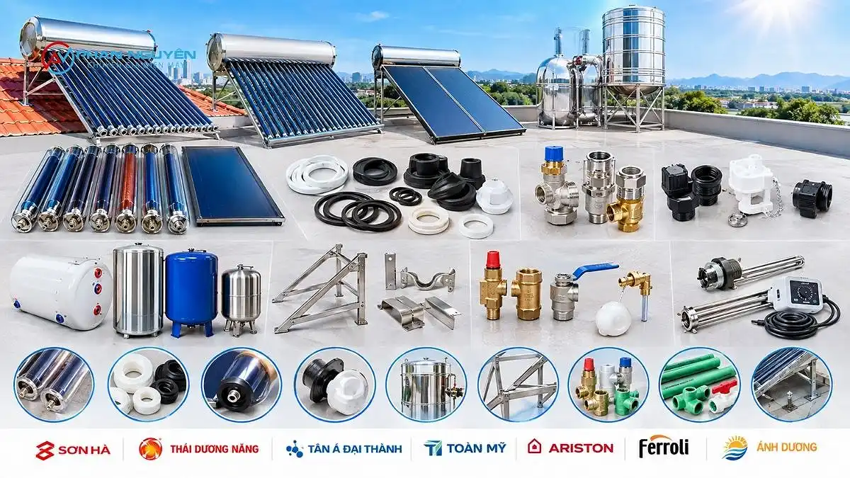 Danh Mục Linh Kiện, Phụ Kiện Máy Nước Nóng Năng Lượng Mặt Trời Đang Cung Cấp