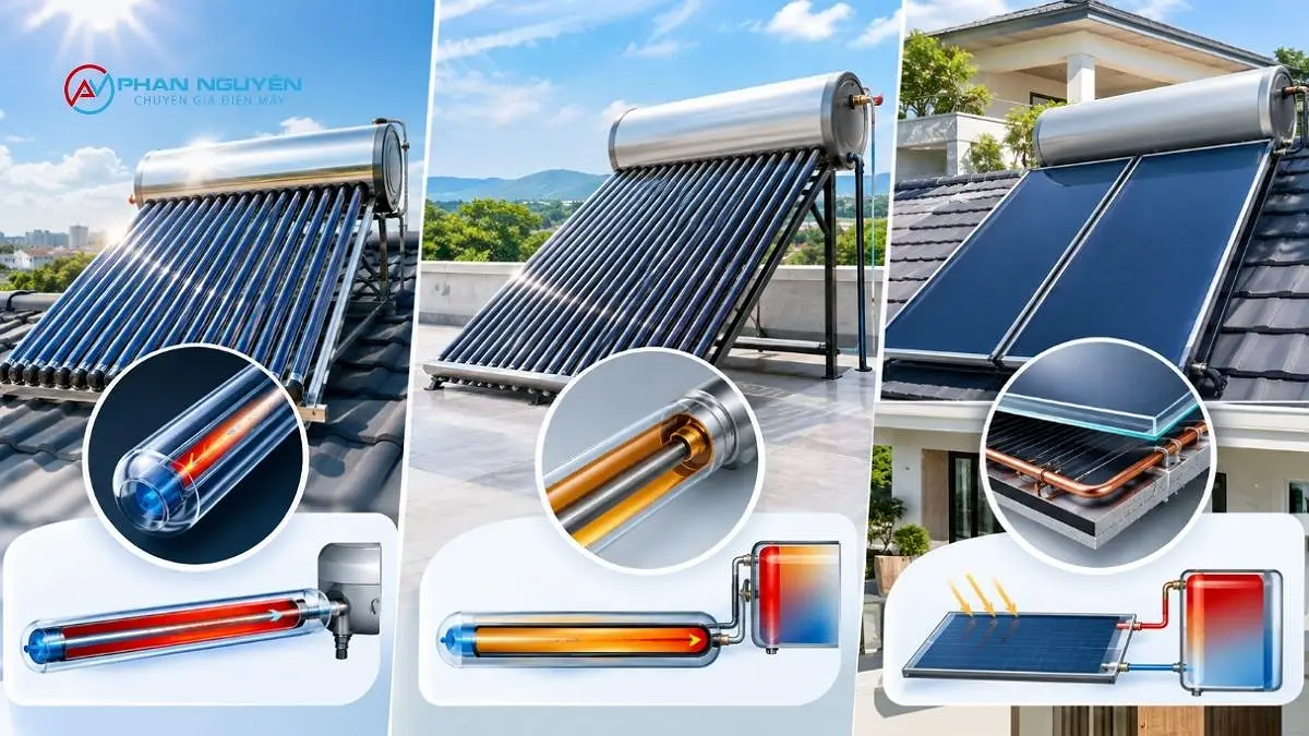 Máy nước nóng năng lượng mặt trời hiện có những dòng thu nhiệt nào?