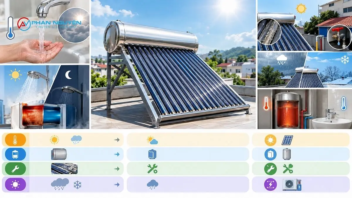 Máy nước nóng năng lượng mặt trời "không đủ nóng" nghĩa là thiếu gì?