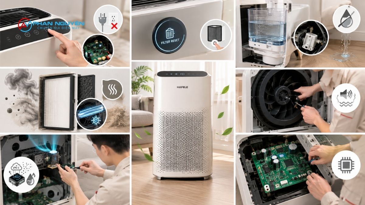 Những lỗi thường gặp trên máy lọc không khí Hafele và cách khắc phục chuẩn kỹ thuật